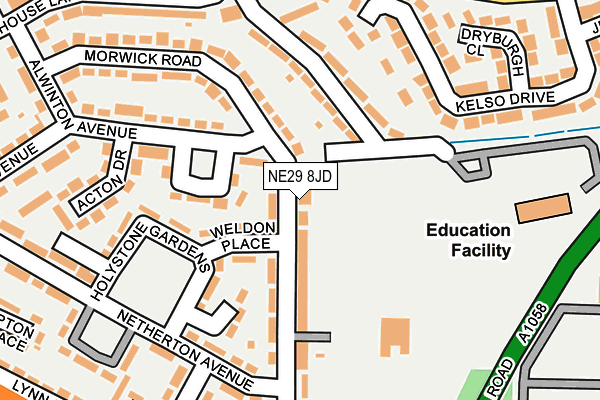 NE29 8JD map - OS OpenMap – Local (Ordnance Survey)