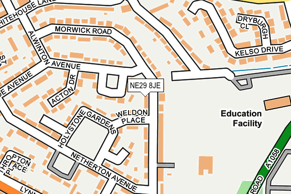 NE29 8JE map - OS OpenMap – Local (Ordnance Survey)