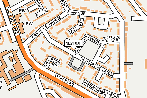 NE29 8JH map - OS OpenMap – Local (Ordnance Survey)