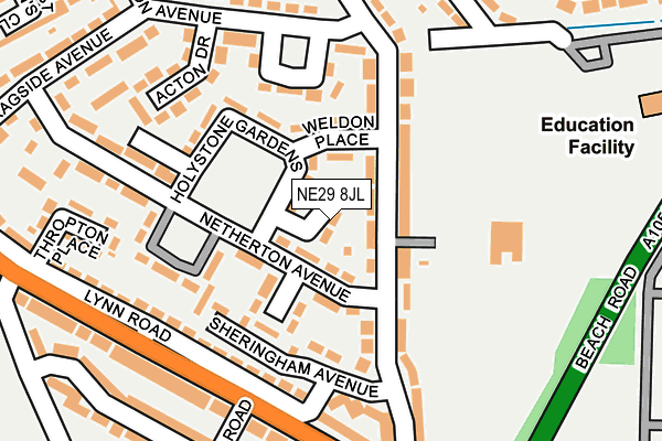 NE29 8JL map - OS OpenMap – Local (Ordnance Survey)