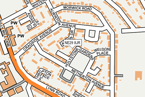 NE29 8JR map - OS OpenMap – Local (Ordnance Survey)
