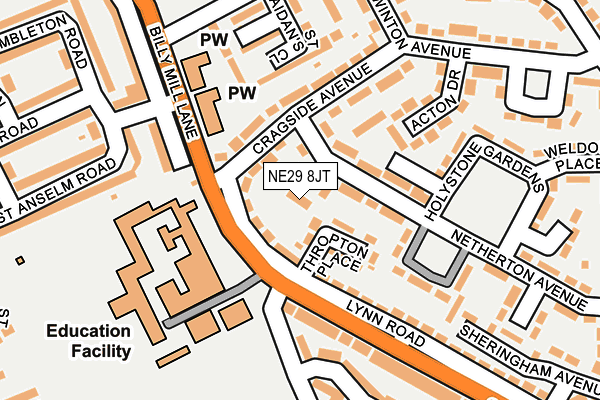 NE29 8JT map - OS OpenMap – Local (Ordnance Survey)