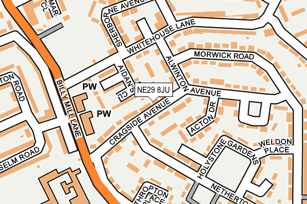 NE29 8JU map - OS OpenMap – Local (Ordnance Survey)