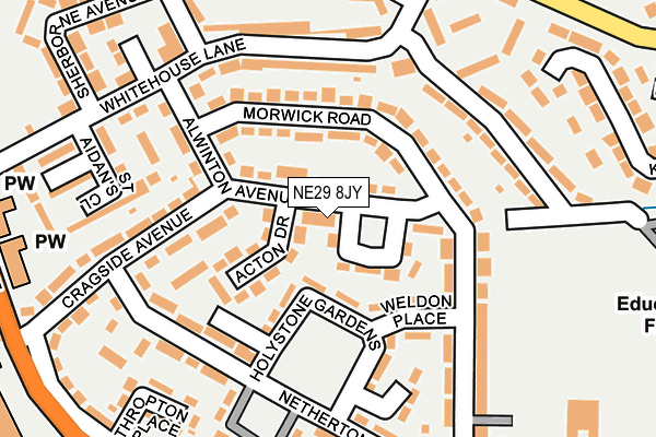 NE29 8JY map - OS OpenMap – Local (Ordnance Survey)