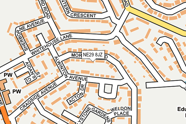NE29 8JZ map - OS OpenMap – Local (Ordnance Survey)
