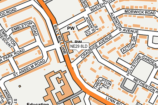 NE29 8LD map - OS OpenMap – Local (Ordnance Survey)