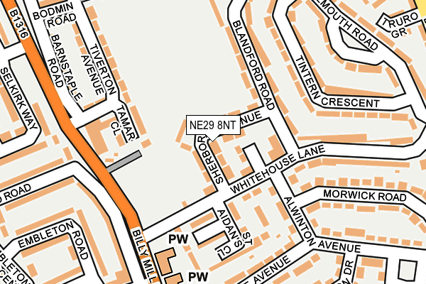 NE29 8NT map - OS OpenMap – Local (Ordnance Survey)
