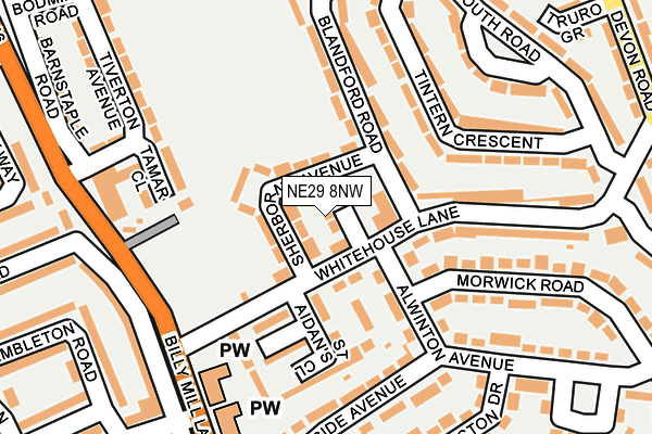 NE29 8NW map - OS OpenMap – Local (Ordnance Survey)