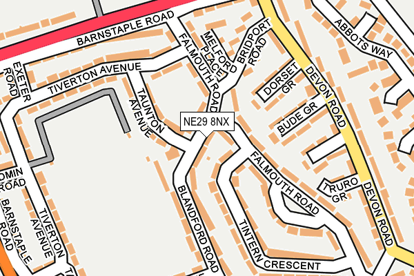 NE29 8NX map - OS OpenMap – Local (Ordnance Survey)