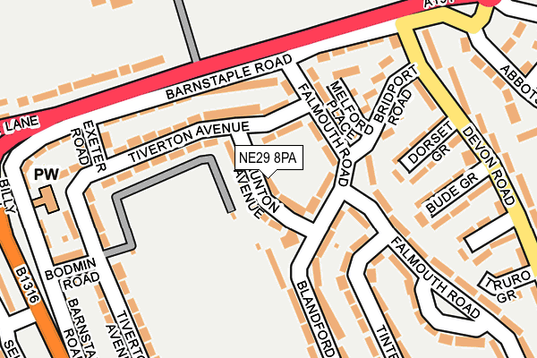 NE29 8PA map - OS OpenMap – Local (Ordnance Survey)