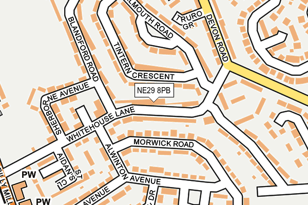NE29 8PB map - OS OpenMap – Local (Ordnance Survey)