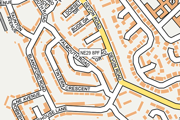 NE29 8PF map - OS OpenMap – Local (Ordnance Survey)