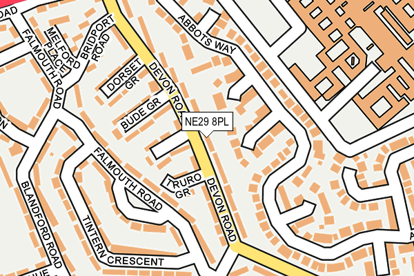 NE29 8PL map - OS OpenMap – Local (Ordnance Survey)