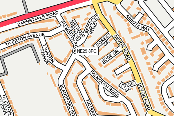 NE29 8PQ map - OS OpenMap – Local (Ordnance Survey)