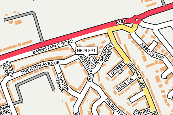 NE29 8PT map - OS OpenMap – Local (Ordnance Survey)