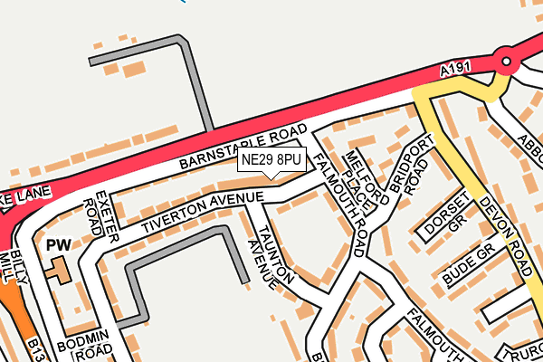 NE29 8PU map - OS OpenMap – Local (Ordnance Survey)