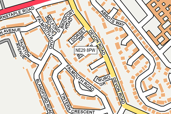 NE29 8PW map - OS OpenMap – Local (Ordnance Survey)
