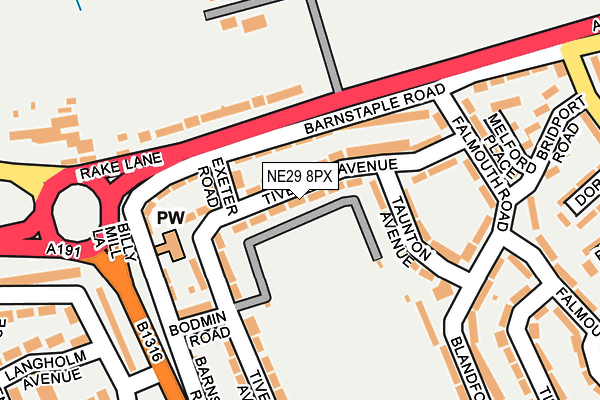 NE29 8PX map - OS OpenMap – Local (Ordnance Survey)