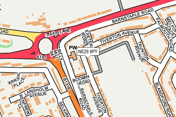 NE29 8PY map - OS OpenMap – Local (Ordnance Survey)