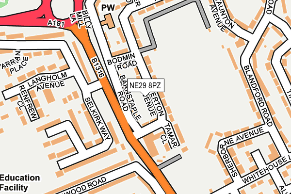 NE29 8PZ map - OS OpenMap – Local (Ordnance Survey)