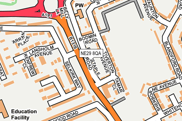 NE29 8QA map - OS OpenMap – Local (Ordnance Survey)