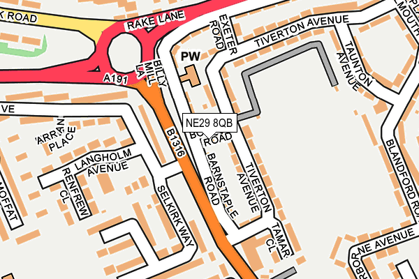 NE29 8QB map - OS OpenMap – Local (Ordnance Survey)