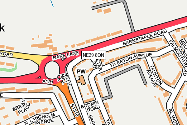 NE29 8QN map - OS OpenMap – Local (Ordnance Survey)