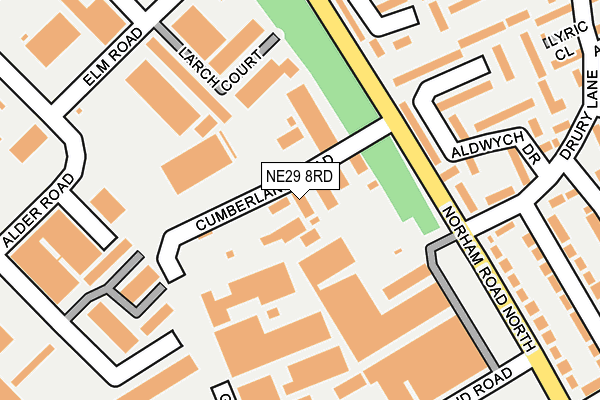 NE29 8RD map - OS OpenMap – Local (Ordnance Survey)