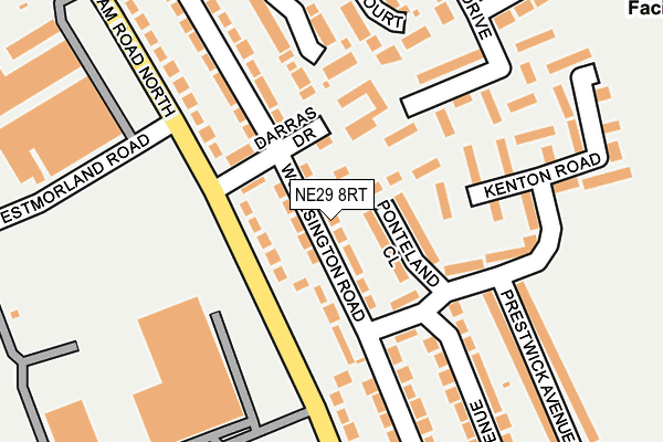 NE29 8RT map - OS OpenMap – Local (Ordnance Survey)
