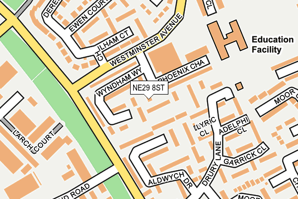 NE29 8ST map - OS OpenMap – Local (Ordnance Survey)