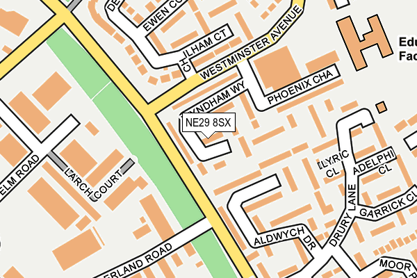NE29 8SX map - OS OpenMap – Local (Ordnance Survey)