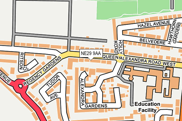NE29 9AA map - OS OpenMap – Local (Ordnance Survey)