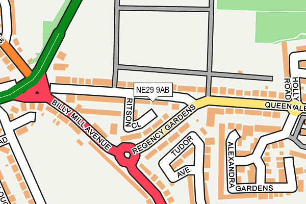 NE29 9AB map - OS OpenMap – Local (Ordnance Survey)