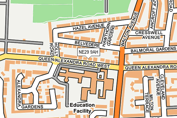 NE29 9AH map - OS OpenMap – Local (Ordnance Survey)