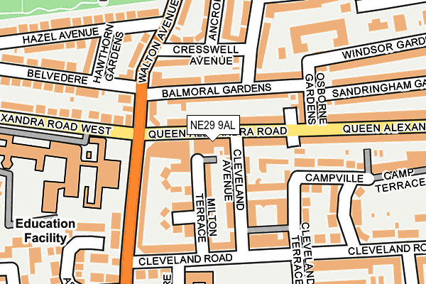 NE29 9AL map - OS OpenMap – Local (Ordnance Survey)