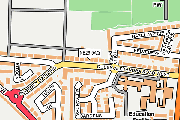 NE29 9AQ map - OS OpenMap – Local (Ordnance Survey)