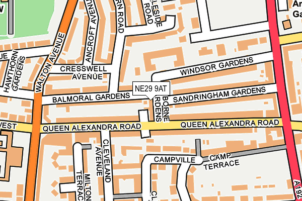 NE29 9AT map - OS OpenMap – Local (Ordnance Survey)