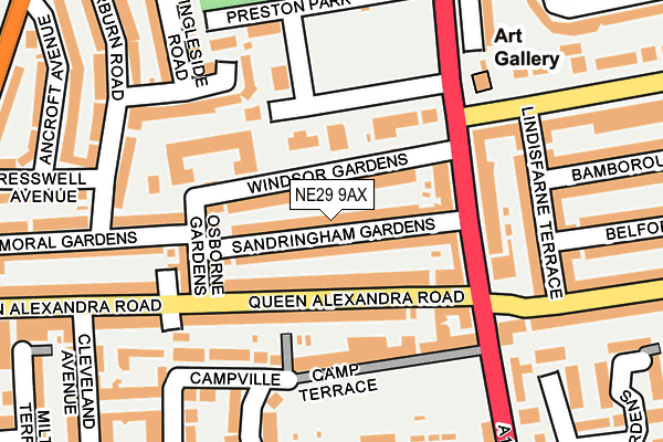 NE29 9AX map - OS OpenMap – Local (Ordnance Survey)