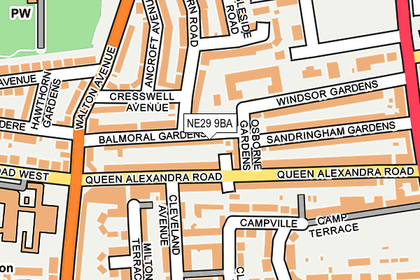NE29 9BA map - OS OpenMap – Local (Ordnance Survey)
