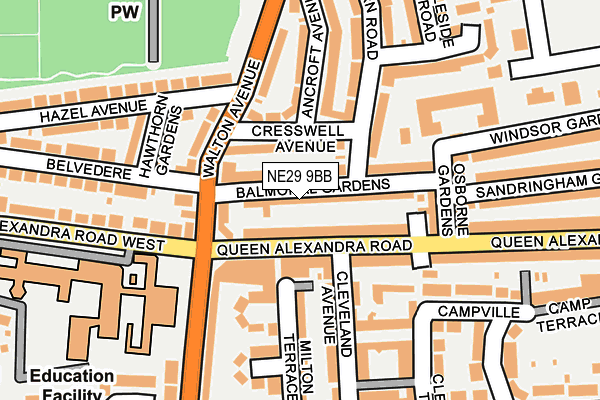 NE29 9BB map - OS OpenMap – Local (Ordnance Survey)