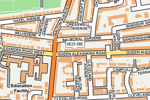 NE29 9BE map - OS OpenMap – Local (Ordnance Survey)