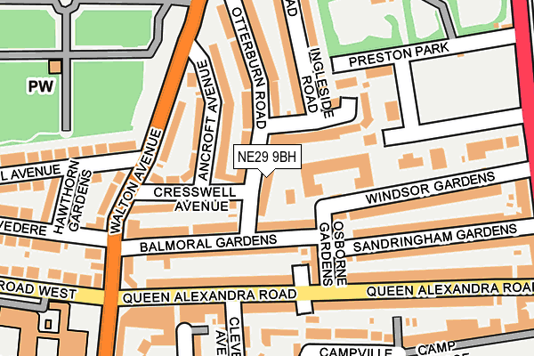 NE29 9BH map - OS OpenMap – Local (Ordnance Survey)