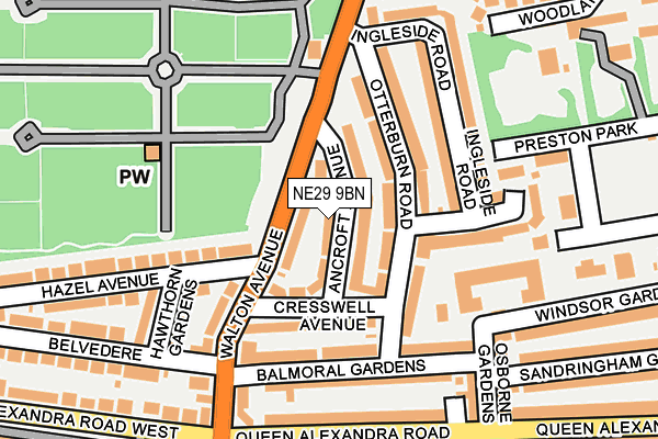 NE29 9BN map - OS OpenMap – Local (Ordnance Survey)