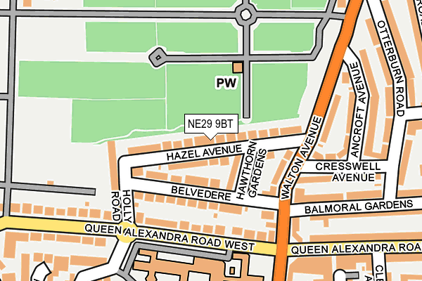 NE29 9BT map - OS OpenMap – Local (Ordnance Survey)