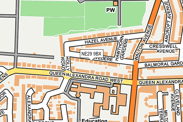 NE29 9BX map - OS OpenMap – Local (Ordnance Survey)