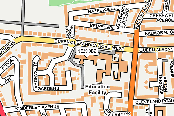 NE29 9BZ map - OS OpenMap – Local (Ordnance Survey)