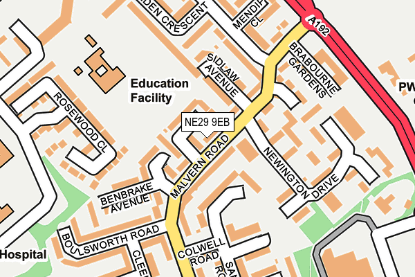 NE29 9EB map - OS OpenMap – Local (Ordnance Survey)