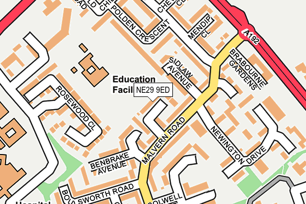 NE29 9ED map - OS OpenMap – Local (Ordnance Survey)