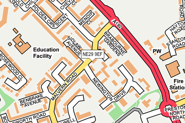 NE29 9EF map - OS OpenMap – Local (Ordnance Survey)