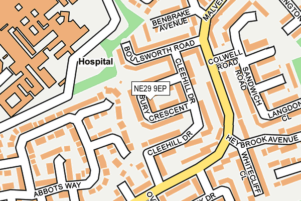 NE29 9EP map - OS OpenMap – Local (Ordnance Survey)
